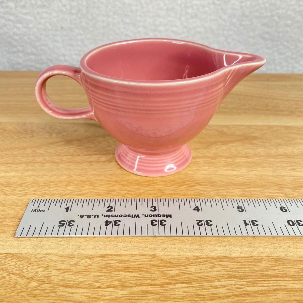 Fiesta Rose Pink Creamer Ceramic Art Deco Concentric Rings Pedestal Base USA
